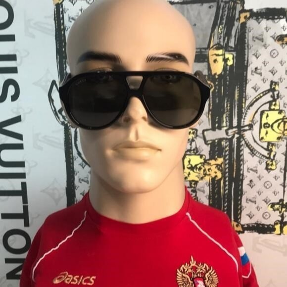 New Authentic Black Aviator Sunglasses GG0159SN 001 - Picture 5 of 11